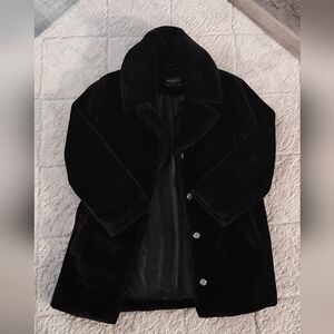 Collared Mid Length Faux Fur Coat